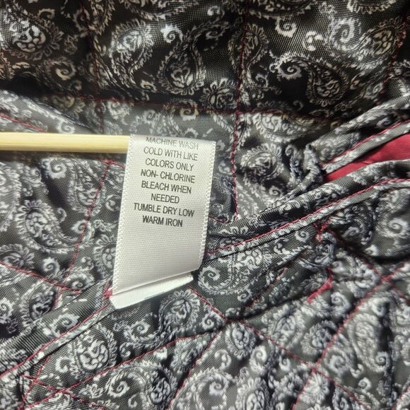 Appleseeds Womens Burgundy Quilted Coat XL Petite Chore Coat - Picture 10 of 11